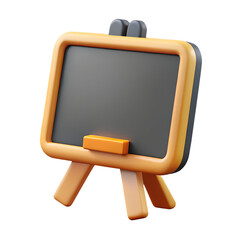 Chalkboard Easel 3d icon in cartoon plastic style minimal isolated on transparent white background