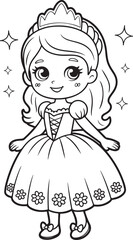 Adorable Princess Coloring Page A Charming Illustration for Kids