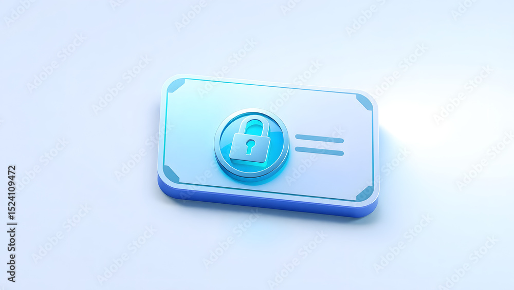 Poster highly stylized 3d icon of a digital certificate secure data protection