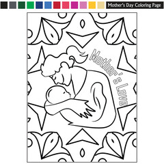 Art & Illustration Mother's day coloring page drawing for kids and adults mother's day illustration