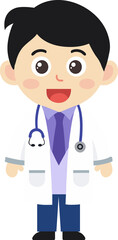 Cute doctor medical personnel character kawaii character mascot illustration