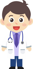 Cute doctor medical personnel character kawaii character mascot illustration