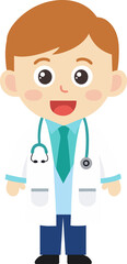 Cute doctor medical personnel character kawaii character mascot illustration
