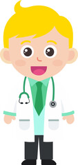 Cute doctor medical personnel character kawaii character mascot illustration