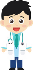 Cute doctor medical personnel character kawaii character mascot illustration