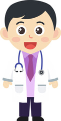 Cute doctor medical personnel character kawaii character mascot illustration