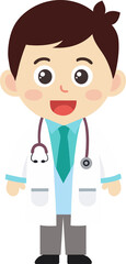 Cute doctor medical personnel character kawaii character mascot illustration