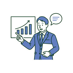 Illustration of a man explaining a business plan