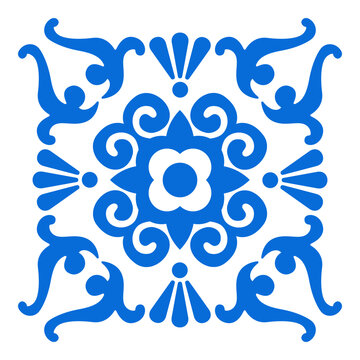Blue Ornamental Tile, Vector Art for Home & Kitchen Decor