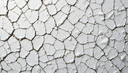 White, cracked plaster-like textures create a captivating mosaic, embodying natural imperfections as a timeless art form.