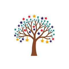 Obraz premium Colorful-Tree-with-Stars-Vector-Illustration-Design-Graphic