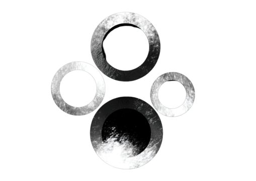 Abstract design of overlapping rings, grayscale, textured