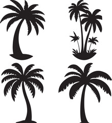 Elegant Palm Tree Silhouettes Featuring Graceful Curves and Dense Fronds