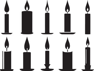 Elegant Candle Silhouette Collection Featuring Diverse Shapes and Holders