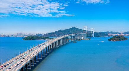 Obraz premium Aerial view of Humen Bridge in Dongguan City, Guangdong Province, China
