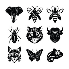 Set of animal vector Silhouette illustration