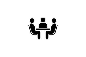 Icon of a Meeting with Three People Around a Table