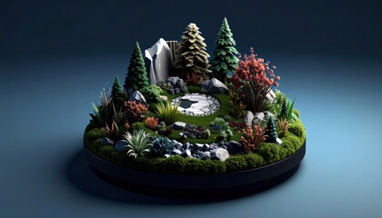 Generated image of a Miniature Tranquil Garden Diorama