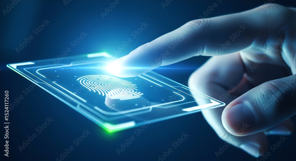 Poster fingerprint scan digital identity biometric security tech