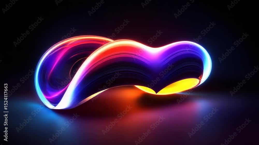 Aufkleber abstract loop glowing colorful light trail motion on a black background video