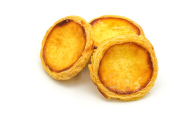 Egg tart the delicious crispy bakery on  white background