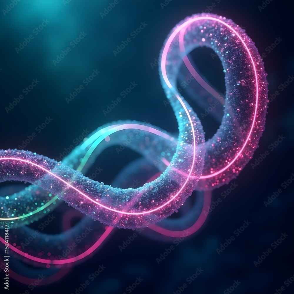 Poster vibrant iridescent abstract plasma ribbon dynamic curves and undulating forms in neon hues