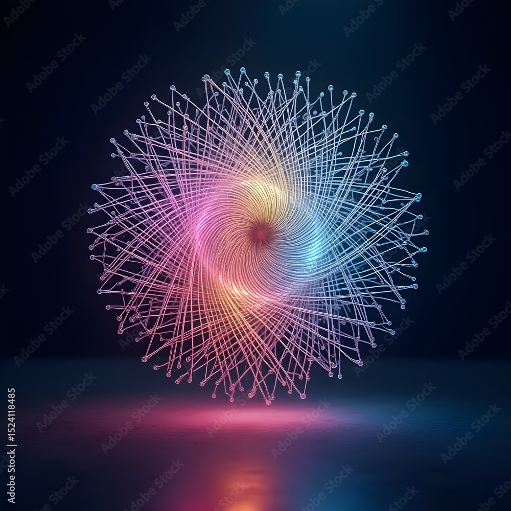 Fototapete Mesmerizing 3D Wire Mesh Abstract Art A Swirling Nebula of Light and Lines