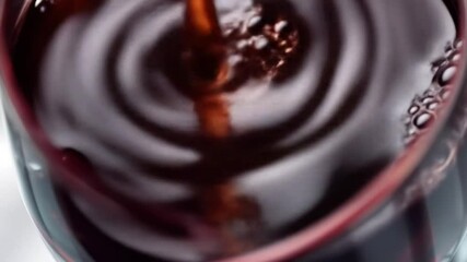 Macro Red Beverage Pouring into Glass Creates Dynamic Visuals and Bubbles - Powered by Adobe