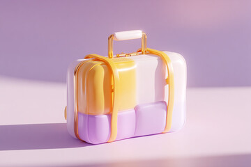 Pastel 3D Render Travel Item Stylish Suitcase