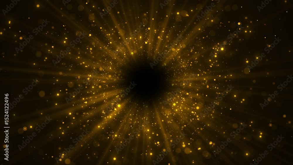 Poster golden burst sparkling particles vibrant explosion particles visual effect. glitter effect. festive 