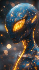 Alien Form Illuminated with Starry Golden Light High Resolution Picture