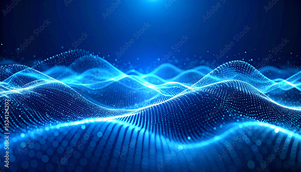 Poster digital waveform: a captivating digital waveform pulsates with energy, its blue light illustrating t