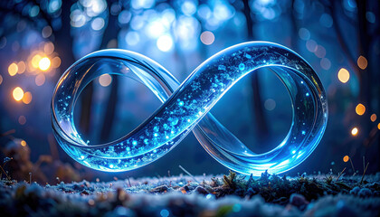 Generated Image of a Glowing Infinity Ice Symbol in a Mystical Landscape