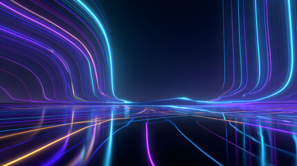 Fototapeta premium Futuristic Neon Lines Abstract Background Elegant Visual Depth
