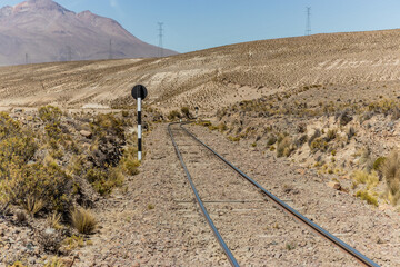 Fototapeta premium Railway tracks in Reserva nacional de Salinas y Aguada Blanca, Peru