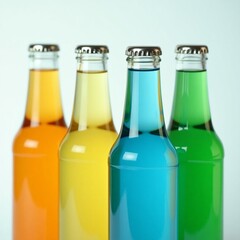 blue Color Soda Bottle in a Row