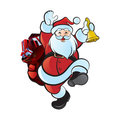 santa claus holding a bell isolated on white vector icon