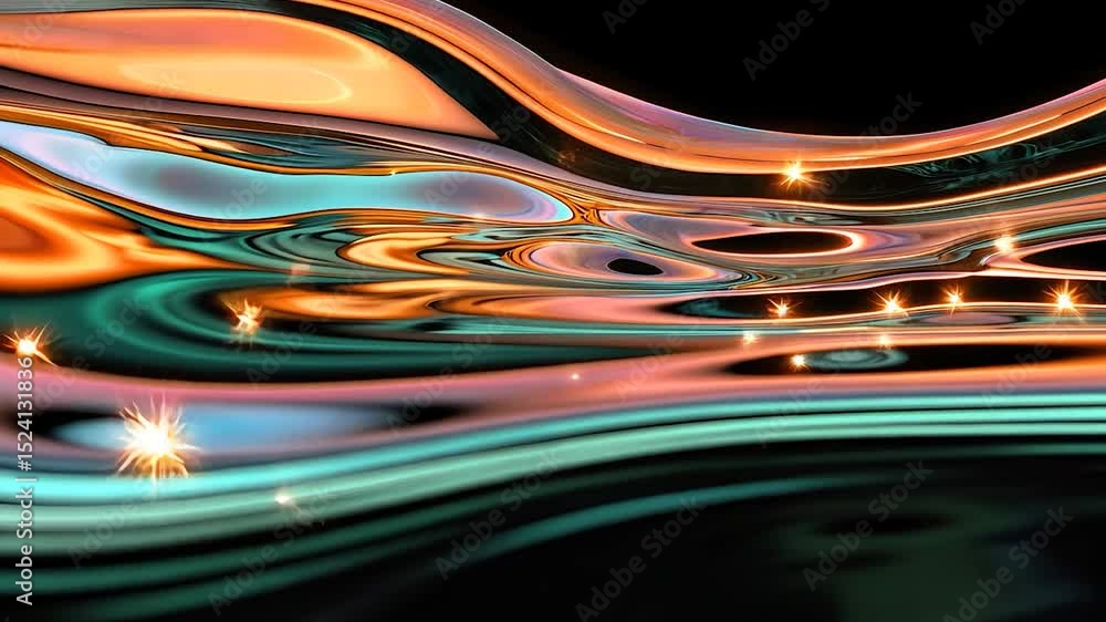 Poster abstract liquid surface with shimmering light reflections