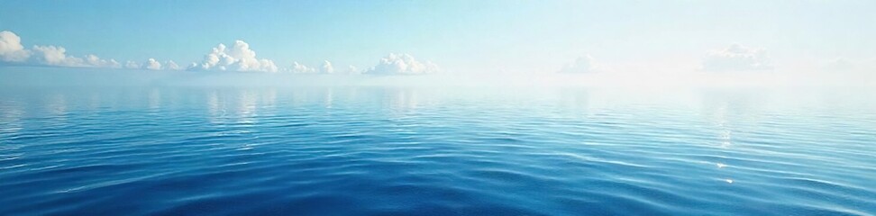 Obraz premium Vast, calm ocean surface extending to the horizon Peaceful, serene waters reflecting the sky Ideal for travel, nature, and serenity themes Perfect background image , outdoors, water, blue