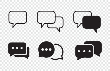 Black Chat, message icon or logo isolated sign symbol. peech bubble collection. vector illustration eps 10