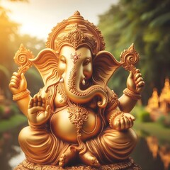 Hindu God Ganesh statue drawing.