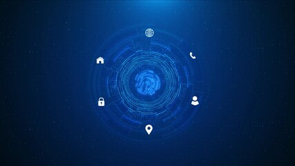 Digital fingerprint scanning. digital processing of fingerprints neon Glowing technology fingerprint a black background. surveillance security scanning programs fingerprint biometrics cyber futuristic - Powered by Adobe