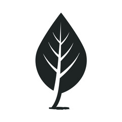 Simple black leaf silhouette nature icon design