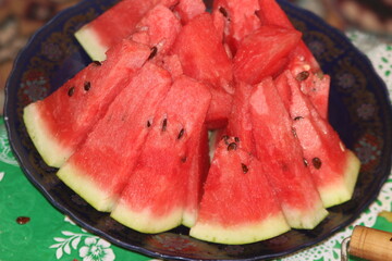 Watermelon slices on a plate