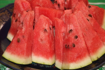 Watermelon slices on a plate
