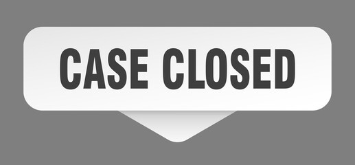 case closed sticker. case closed sign isolated on gray background
