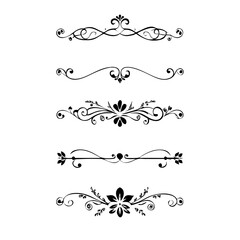 Decorative simple divider. Text dividers retro minimal line separators, elegant doodle frame borders. Vector isolated geometric wedding card heart separator elements set. 
