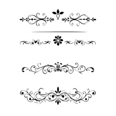 Decorative simple divider. Text dividers retro minimal line separators, elegant doodle frame borders. Vector isolated geometric wedding card heart separator elements set. 
