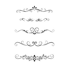 Decorative simple divider. Text dividers retro minimal line separators, elegant doodle frame borders. Vector isolated geometric wedding card heart separator elements set. 
