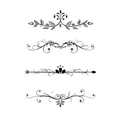 Decorative simple divider. Text dividers retro minimal line separators, elegant doodle frame borders. Vector isolated geometric wedding card heart separator elements set. 
